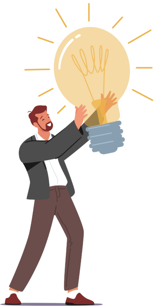 Person hält eine leuchtende Glühbirne, symbolisiert kreative Ideen und Innovation im Webdesign.