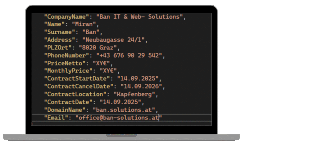 Mockup einer Beispiel JSON Datei