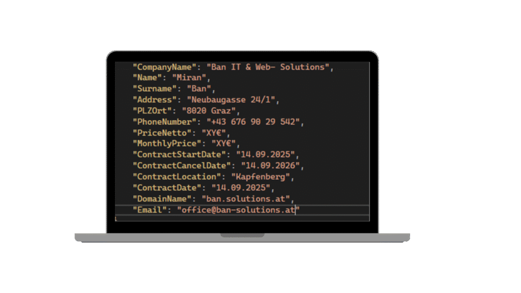 Mockup einer Beispiel JSON Datei